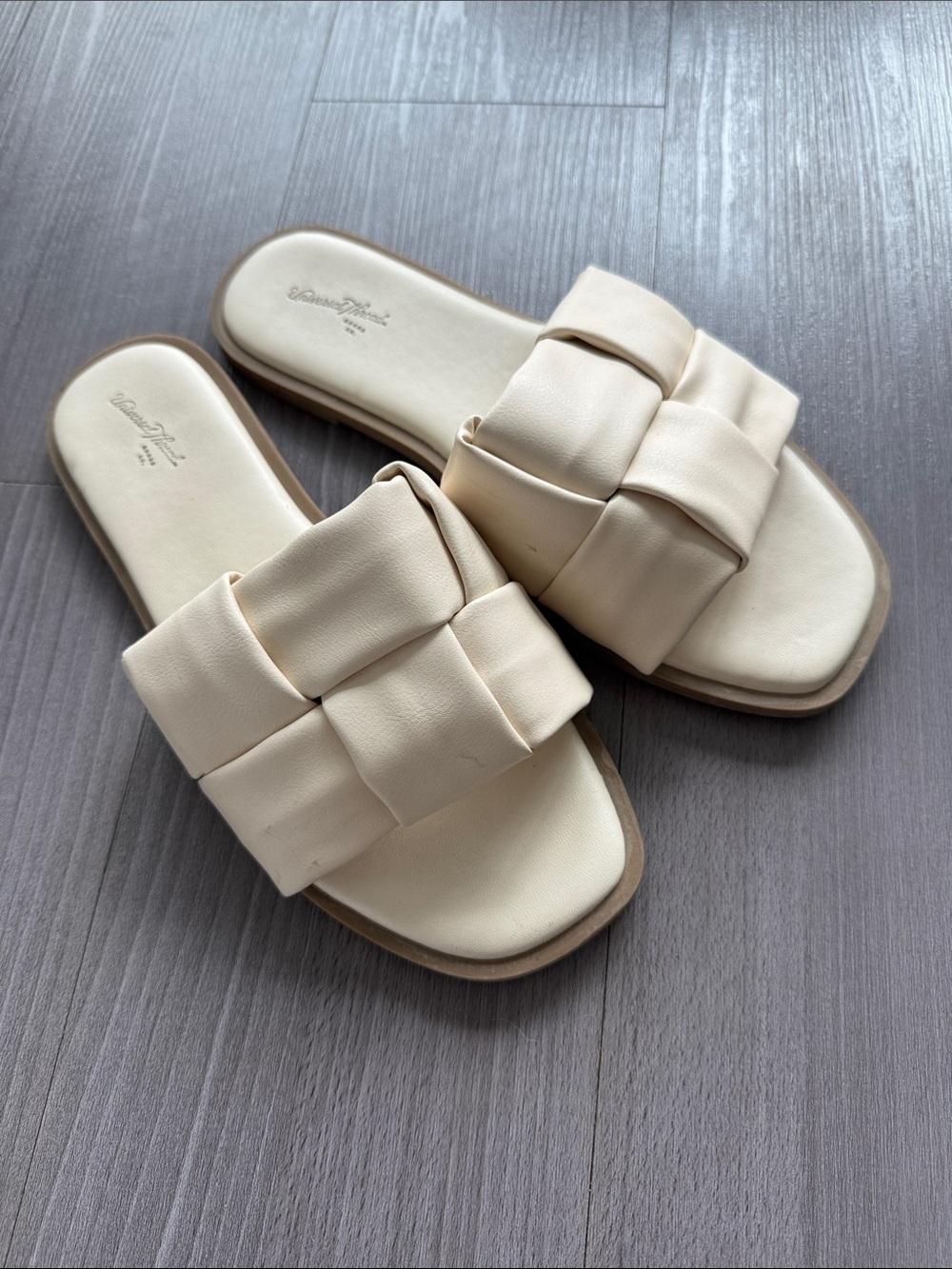 Woven Slide Sandals - Cream 7.5
